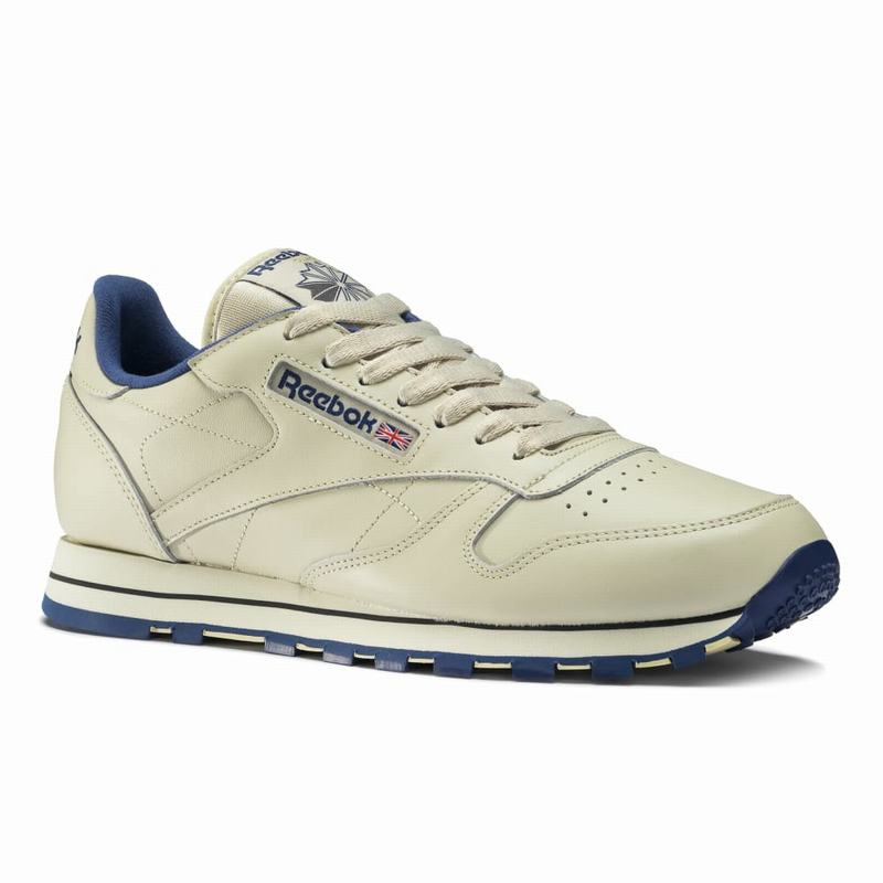 Reebok Classic Leather Tenisky Panske - Béžové/Námornícka Modrá QC9488DF